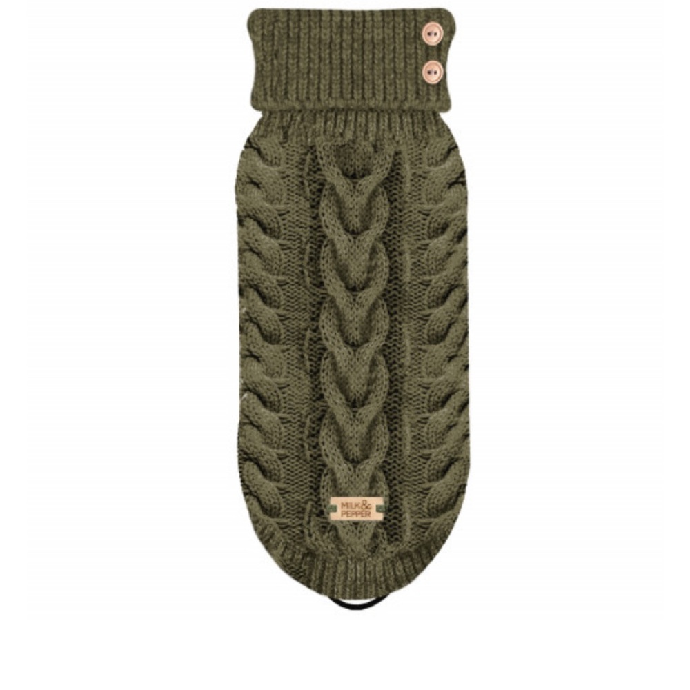 Milk & Pepper Duncan Cable Sweater Olive Cable Knit Sweater - Paris - Picture 2 of 14